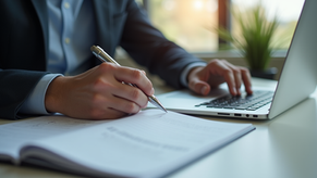 Executivo assinando um contrato, representando como a confiança influencia decisões de carreira, liderança e negócios.