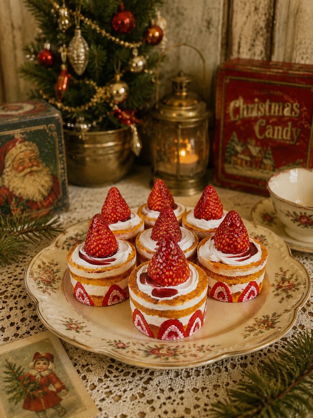 Strawberry Christmas Cake – epres minitorta dekoráció 🍓
