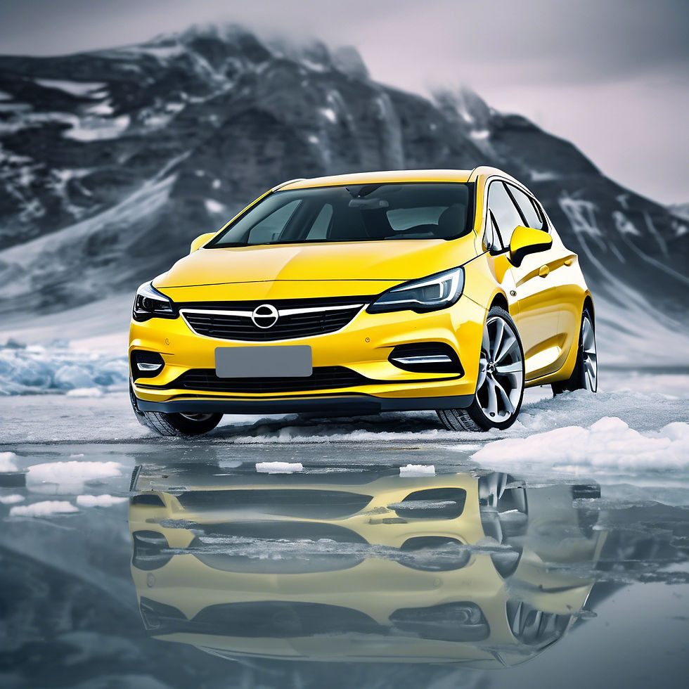 Modern Opel Astra in a artic ice ambient yellow.jpg