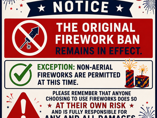 Fielding Town Fireworks Notice