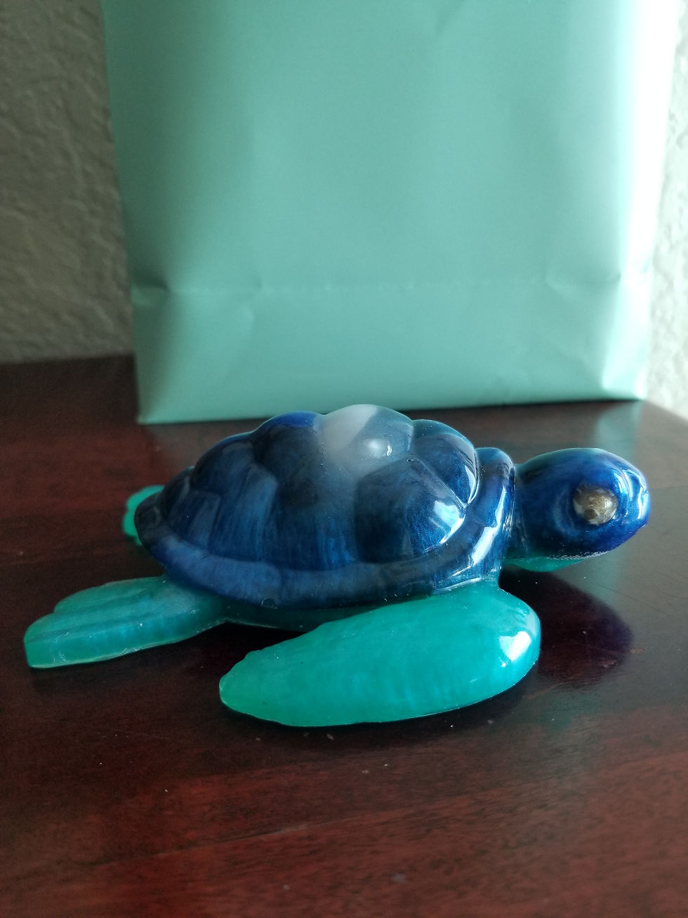 Turtle Nightlight | a 6" blue/green resin turtle with variable colored nightlight | resin | resin artist | resin artwork | turtles | turtle power