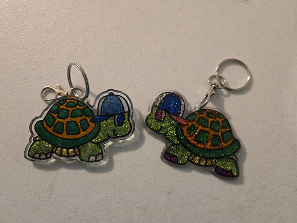 Turtle Guardians | 1.5" turtle keychains in glitter varnish and UV resin | keychains for sale | keychains | turtles | turtle love | UV resin craft | glitter varnish