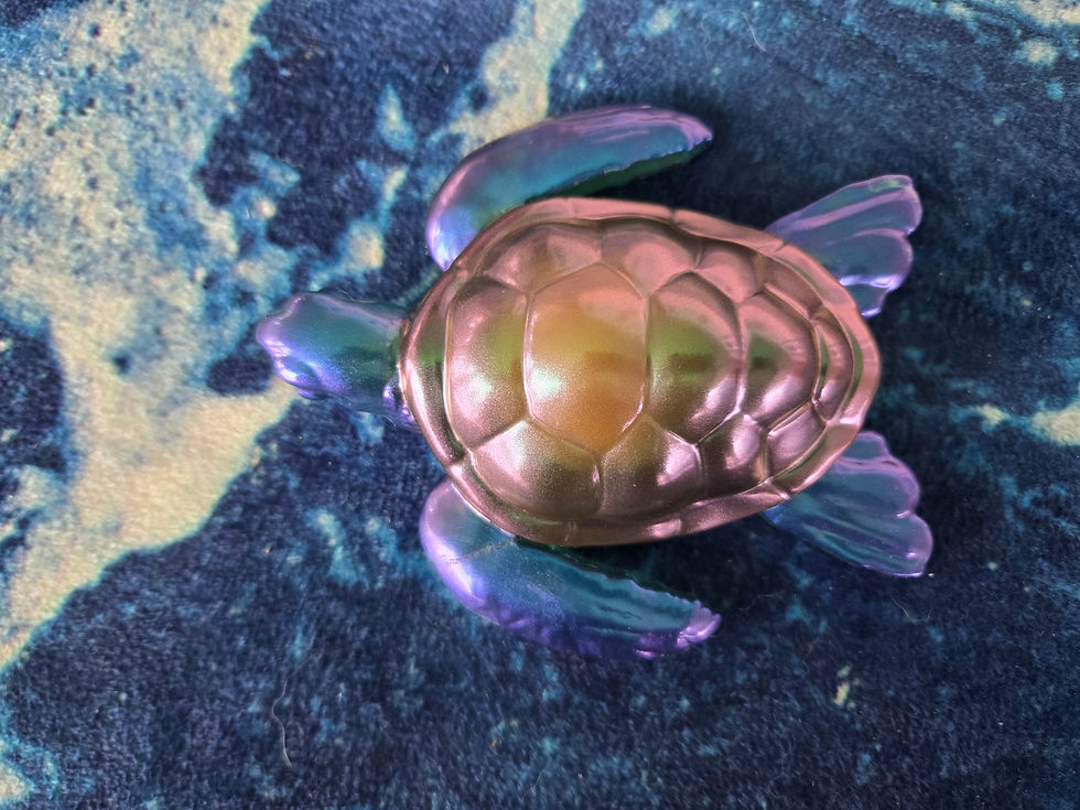 Turtle Love | 6" resin turtle night light with blue/purple fins and red/green shell | resin | resin art | resin artist | resin craft | resin creation