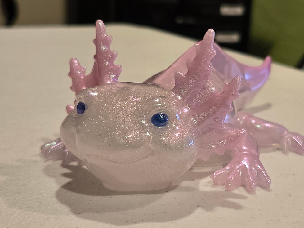 Axolotl | a 6" axolotl in whites and pinks | resin | resin crafting | resin craft | resin artwork | axolotl decor