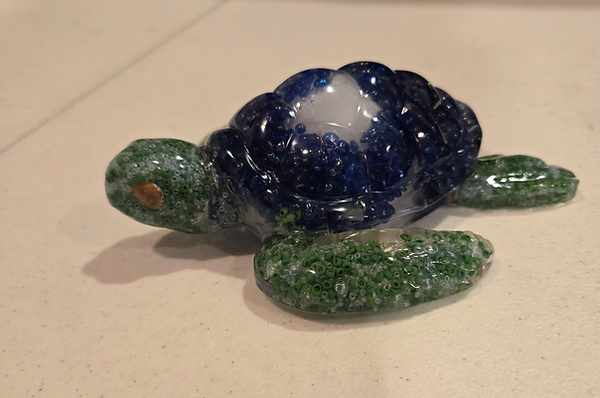 Beady Turtle | 6" resin turtle nightlight with blue and green beads | resin | resin art | resin artwork | resin artist | turtles | turtle love | turtle decor