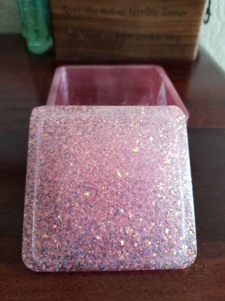 Pink Box | 4" square pink resin box with glitter fun | resin | resin art | resin crafts | resin box | resin jewelry box | glitter | glitter fun