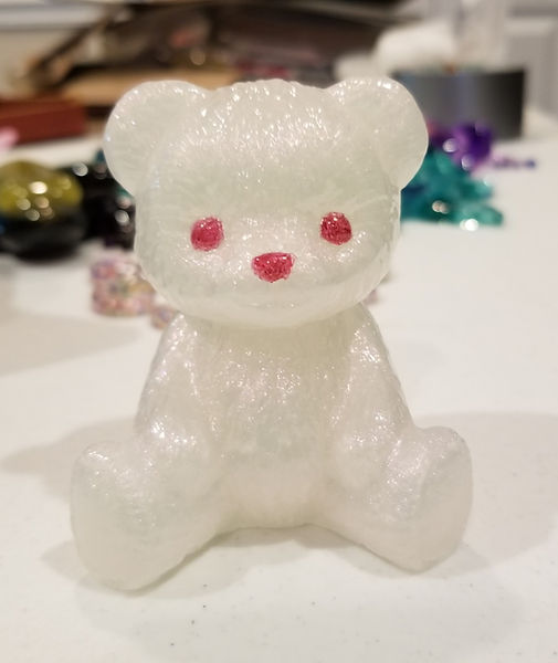 Teddy Bear | 3" resin white teddy bear with pink eyes and nose. | resin | resin art | resin craft | resin artist | resin crafter | teddy bears | teddy bear decor