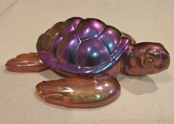 Turtle Night Light | 6" resin turtle with purples/blue shell and red/green head | resin | resin art | resin artist | resin artwork | turtles | turtle love | turtle decor