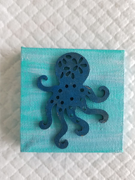 Blue Octopus | 2.5" magnet with sea colors and blue octopus | acrylic painting | acrylic artist | magnet | Octopus | octopus lover