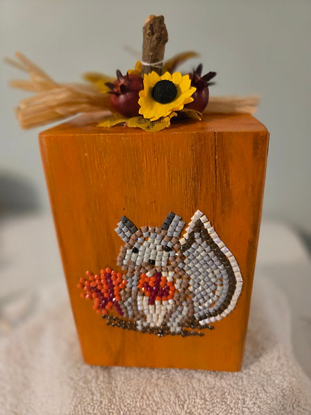 Squirrel | 6" wooden pumpkin embellished with a squirrel in diamond dotz | pumpkin season | pumpkins | diamond dotz | diamond dotz project