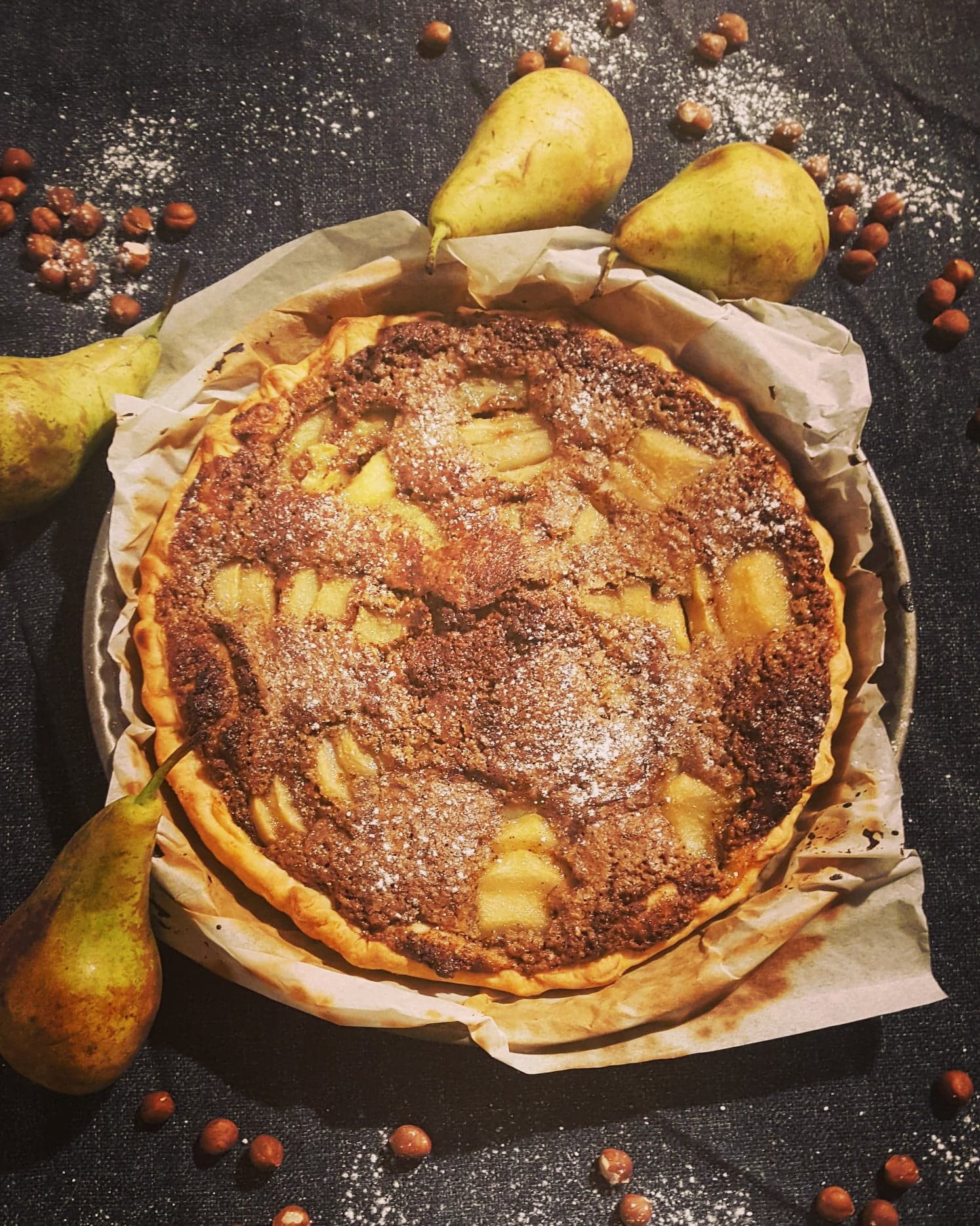 Tarte aux poires- frangipane noisettes