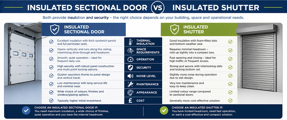 Insulated Sectional Overhead v Insulated Roller Shutter Comparison