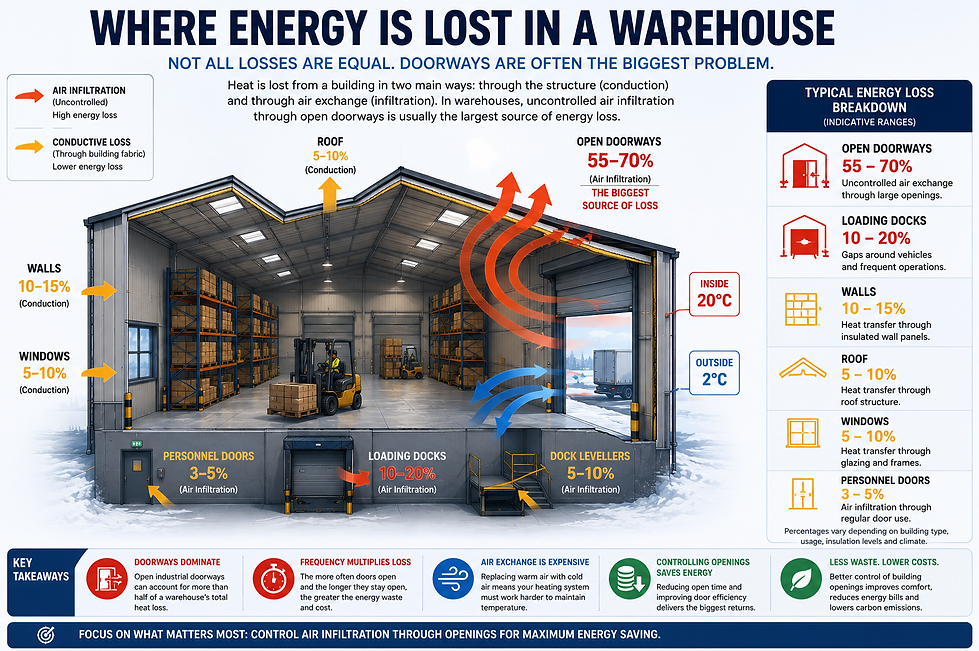 Where energy is lost in a warehouse