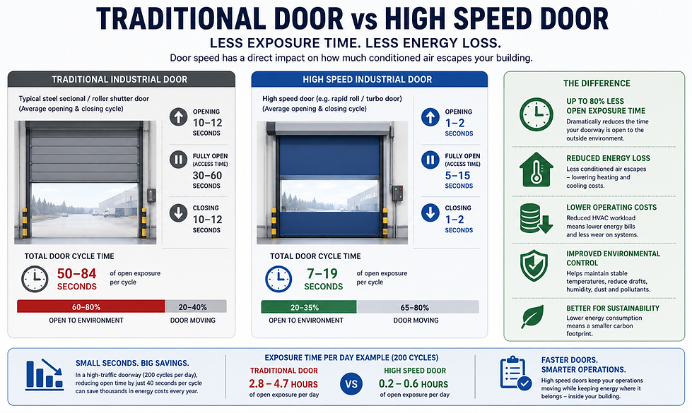 Traditional door vs high speed door.
