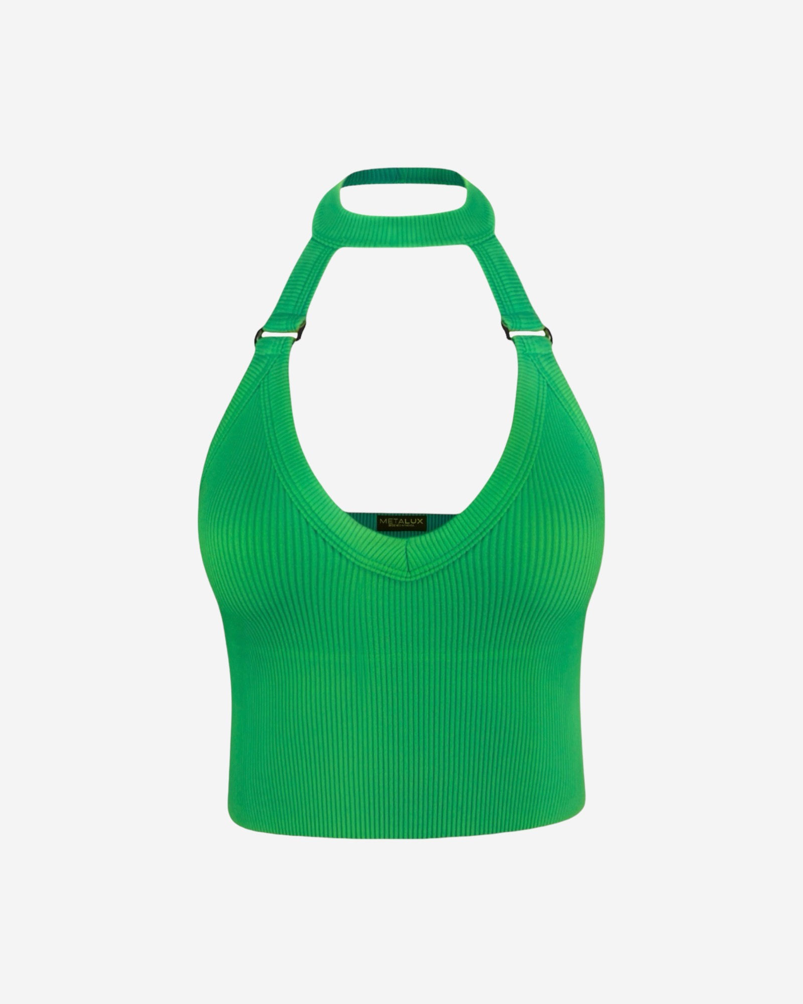 Moto Collared Crop Top - Kelly Green