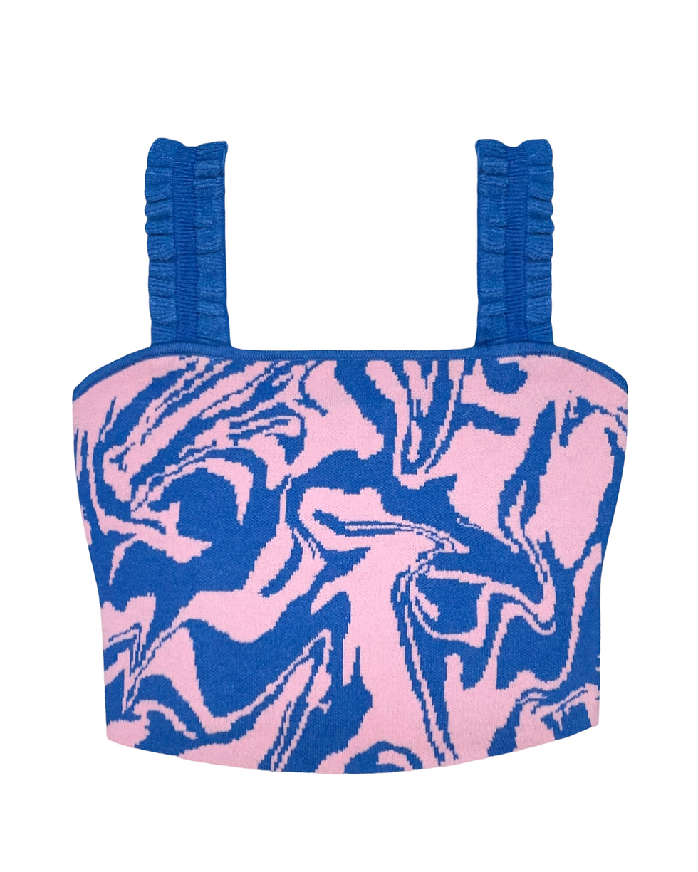 Cleo Knit Crop Top - Mauve/Royal Blue