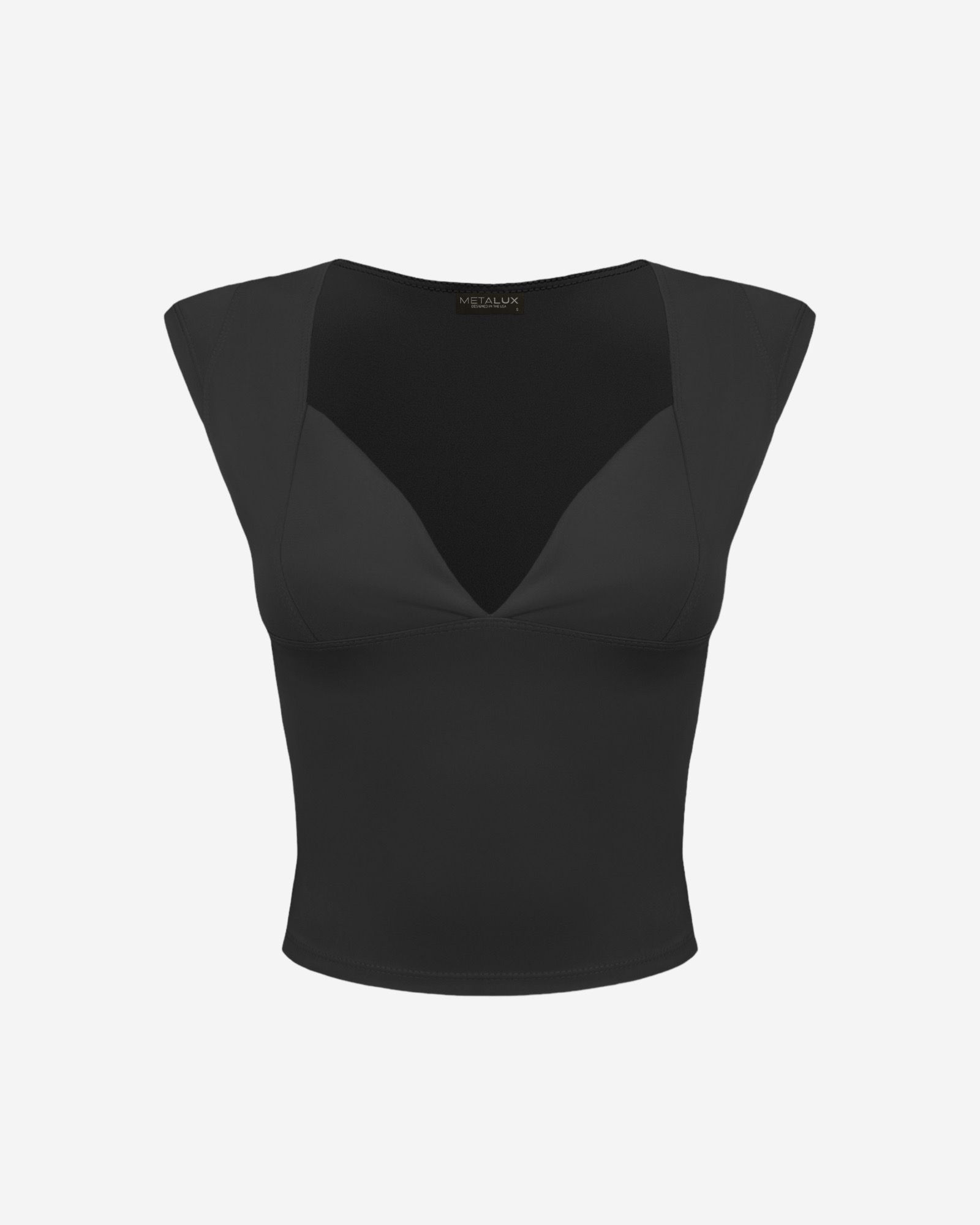 Manor Deep V Cut Crop Top - Black
