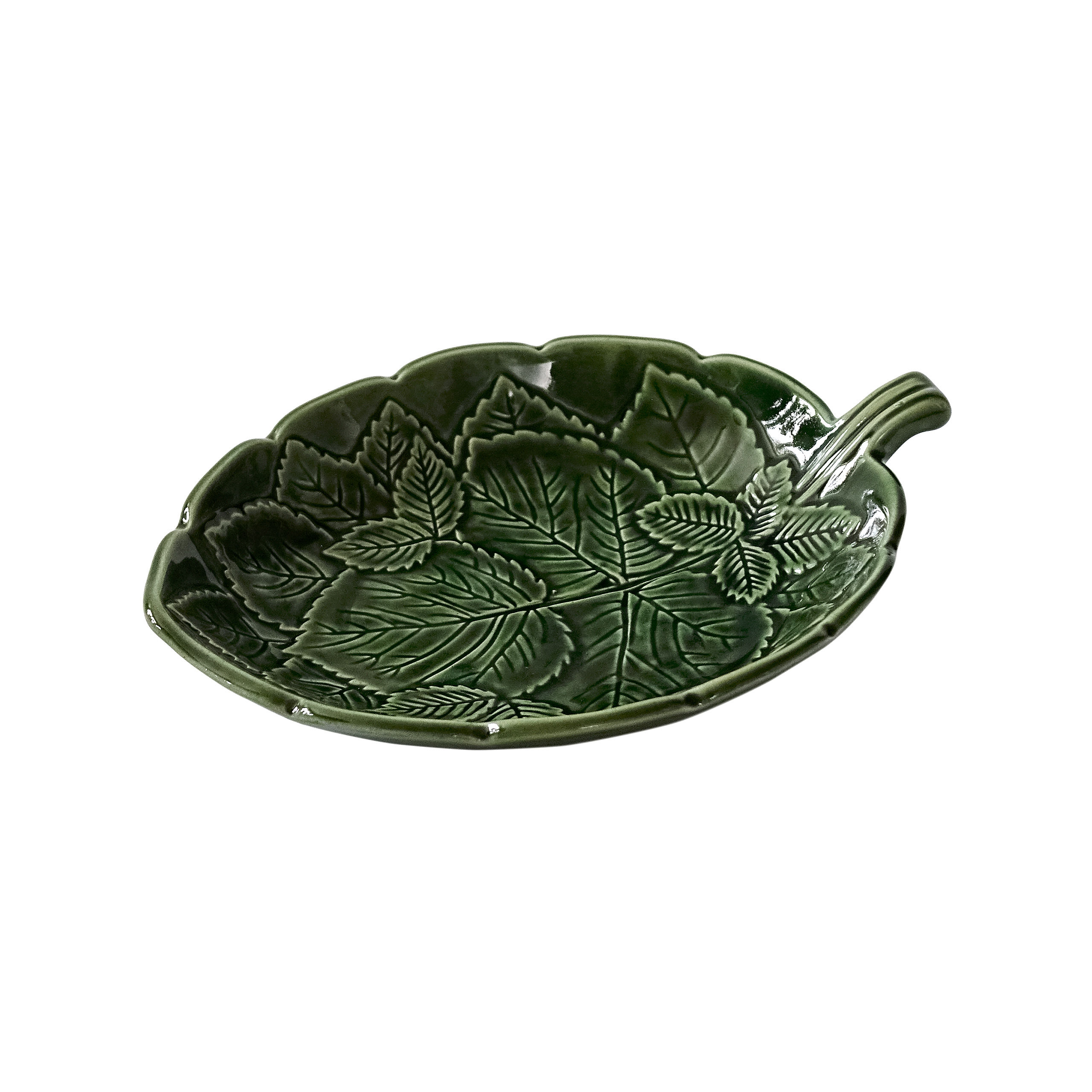 Vintage serving plate in green ceramic "Rosa ljung" Deco, Helsingborg Sweden