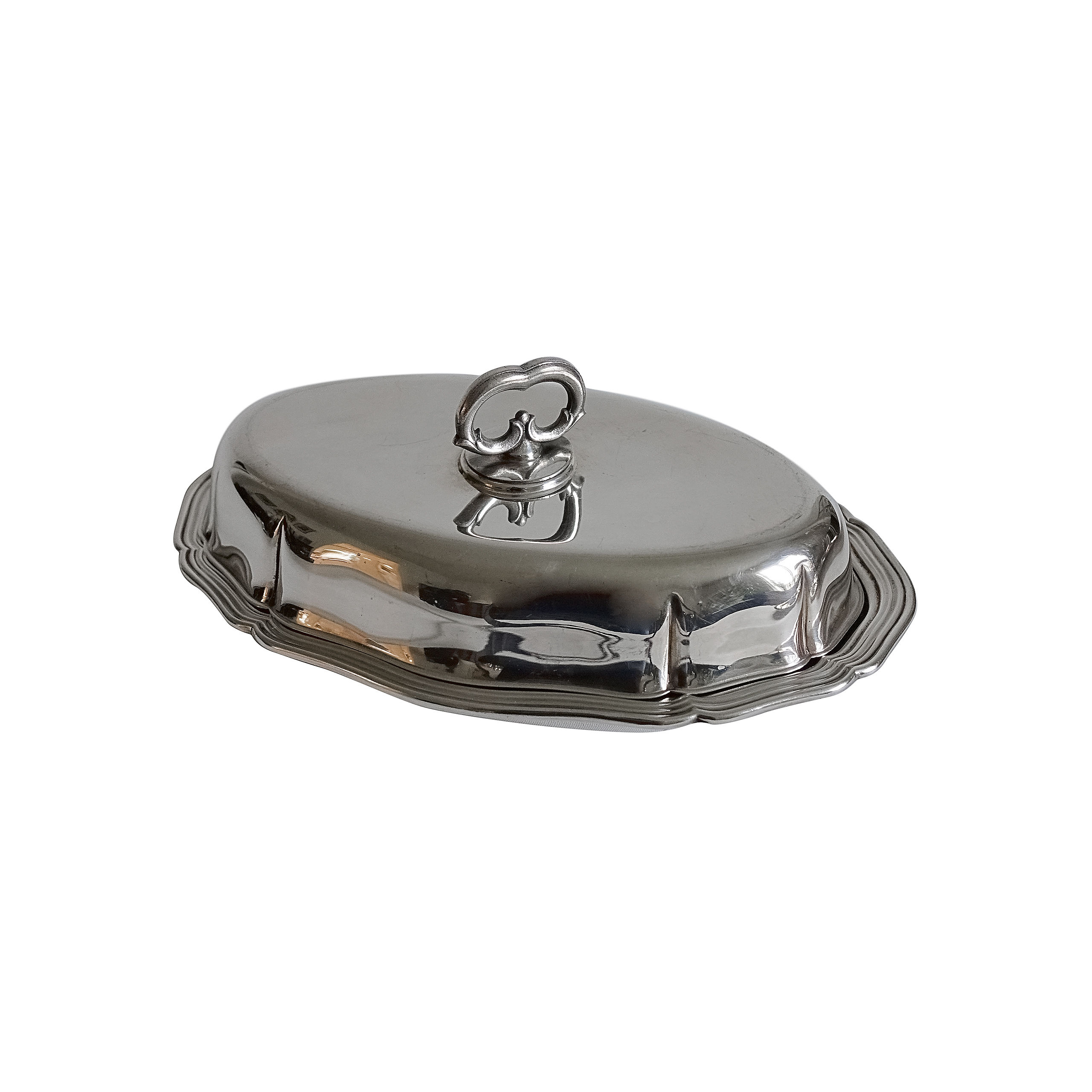 Antique silver plated bowl with lid stunning design, unique from Sweden early 19