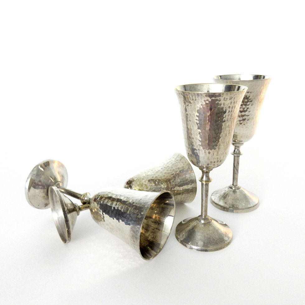 Thumbnail: Antique Silver plated wine glasses set of four from Sweden early 1900s