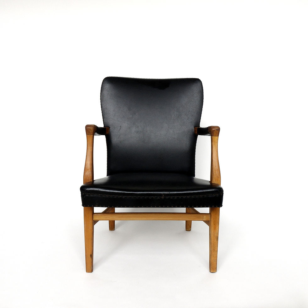 Thumbnail: Swedish mid century armchair in oak frame and riveted PWC