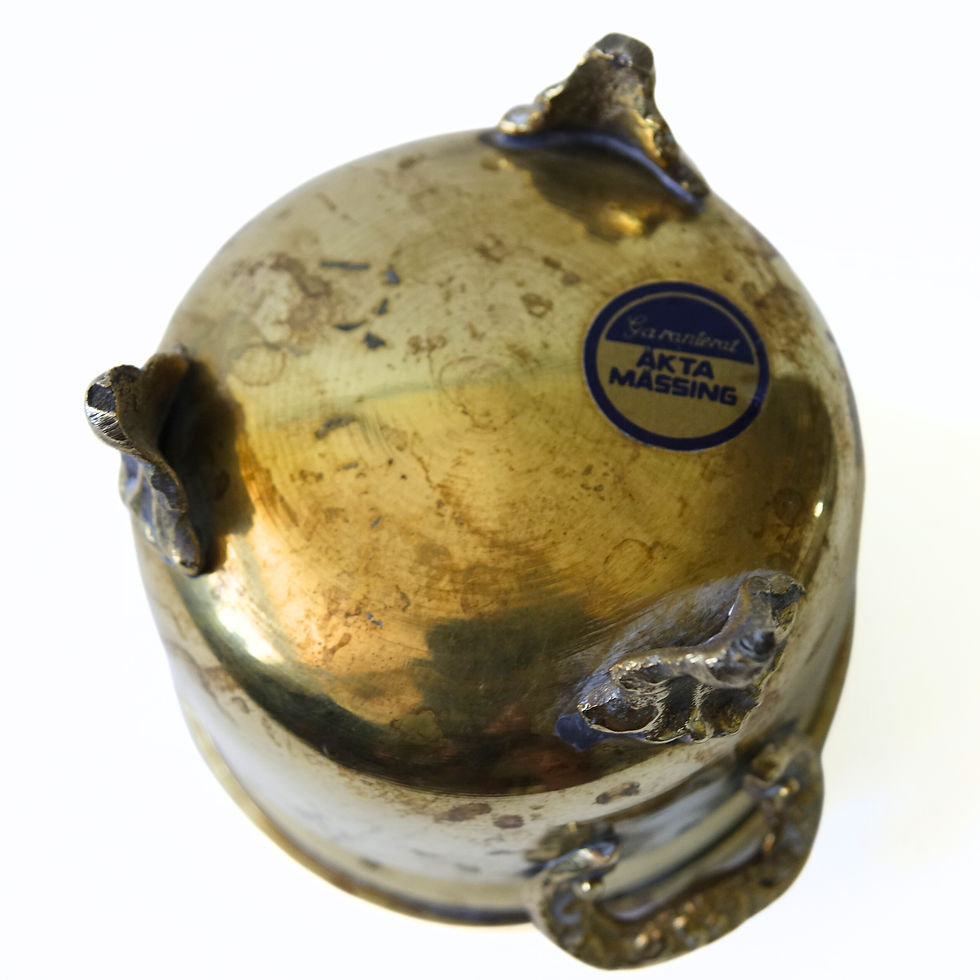 Thumbnail: Vintage small Brass pot with handles from Sweden mid-century