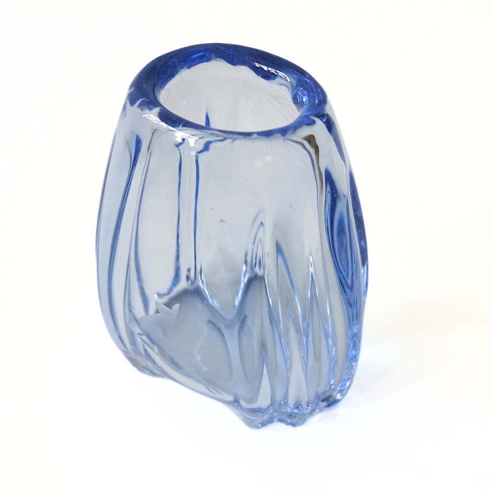 Thumbnail: Vintage light blue glass vase with engravings early 1900s