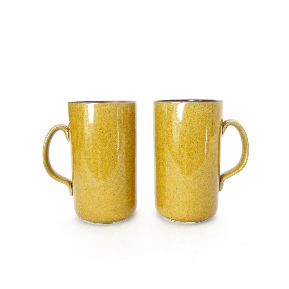 Thumbnail: Retro set of four yellow glazed tall coffee cups from Gabriel