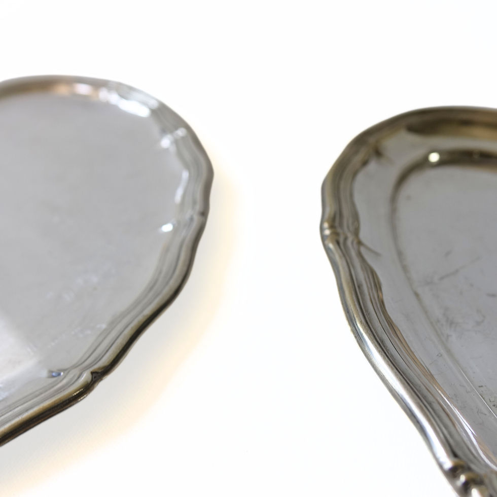 サムネイル： Small Silver plated oval tray with stamp from Sweden early 1900s