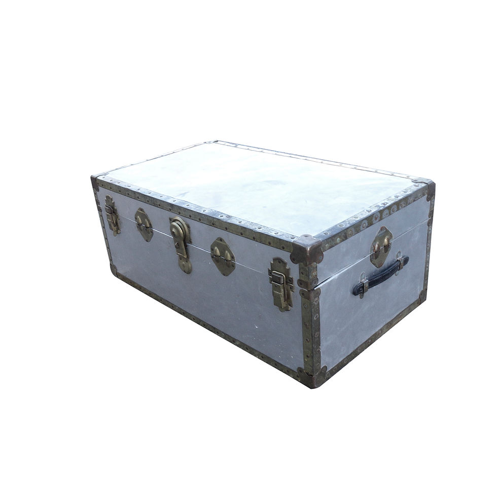 Thumbnail: Antique Early 1900s chest in aluminium and brass and leather details from Sweden