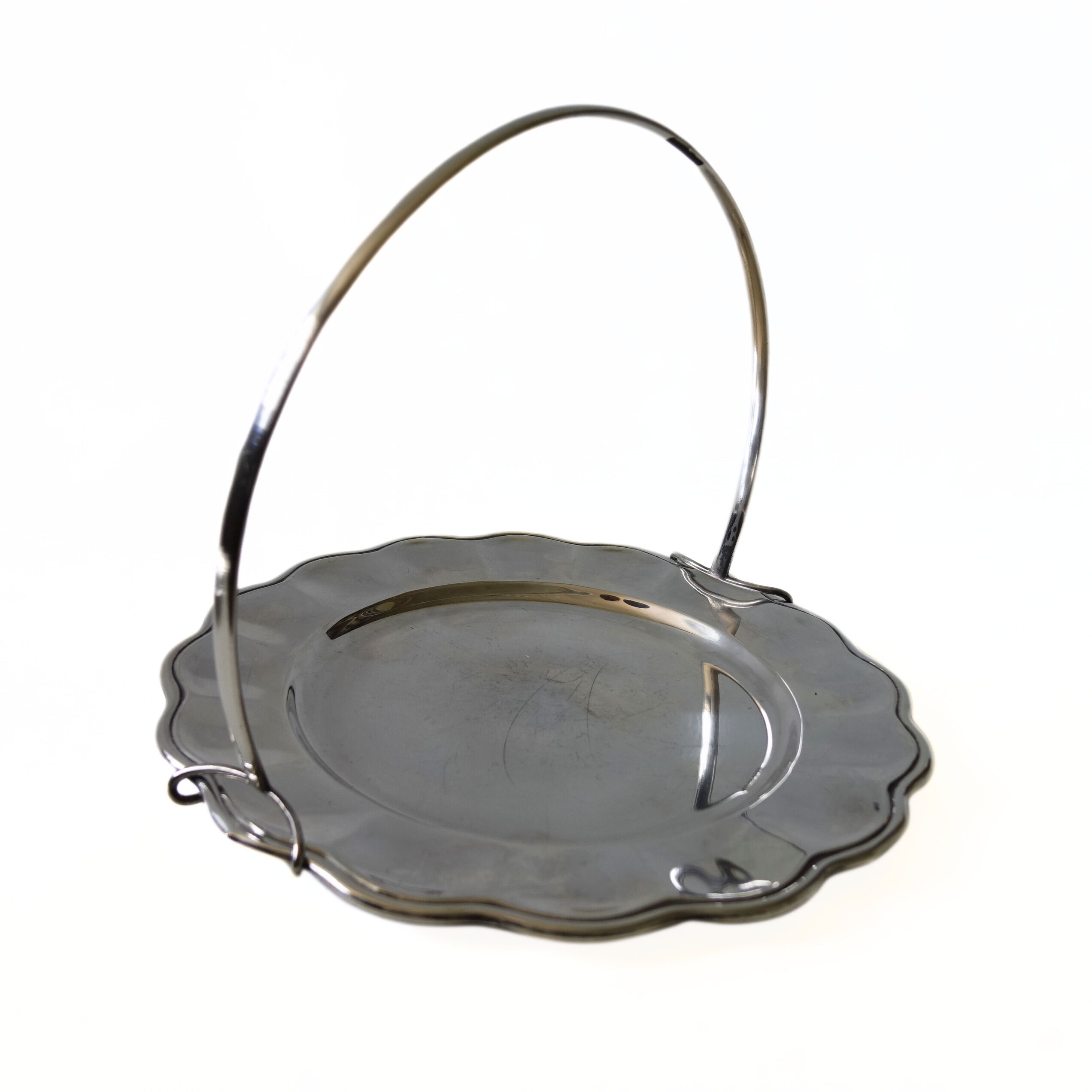 Antique silver plated serving plate, signed PRIMA NS, with removable handle from