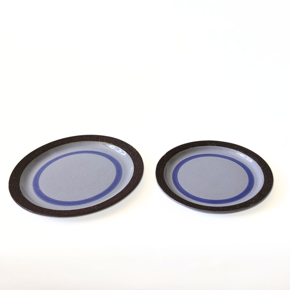 縮圖：Retro ceramic blue/brown tableware from GABRIEL Sweden. 6 Small plates.