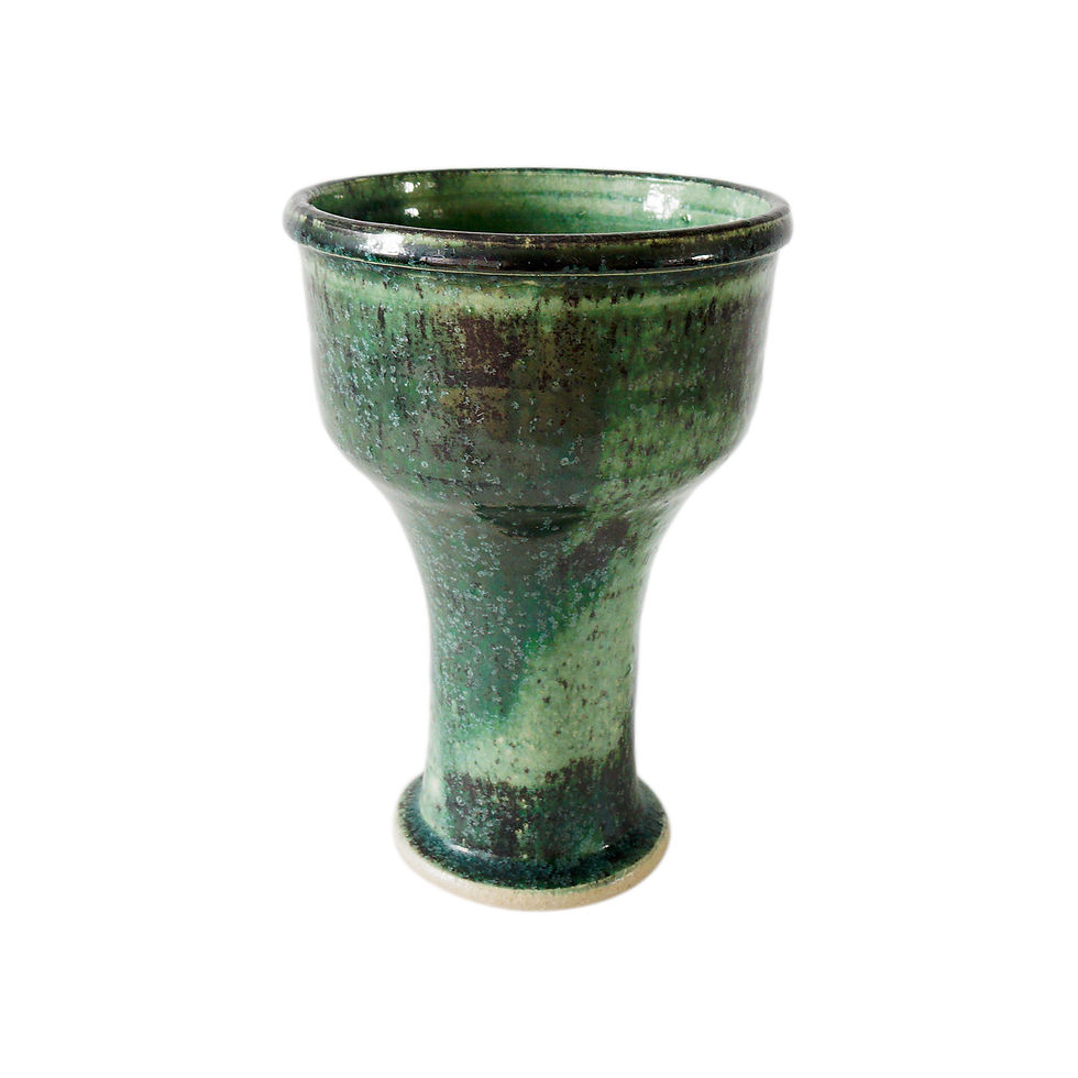 Large handmade vintage glazed ceramic vase from Sweden mid-century. Signed:  Maj