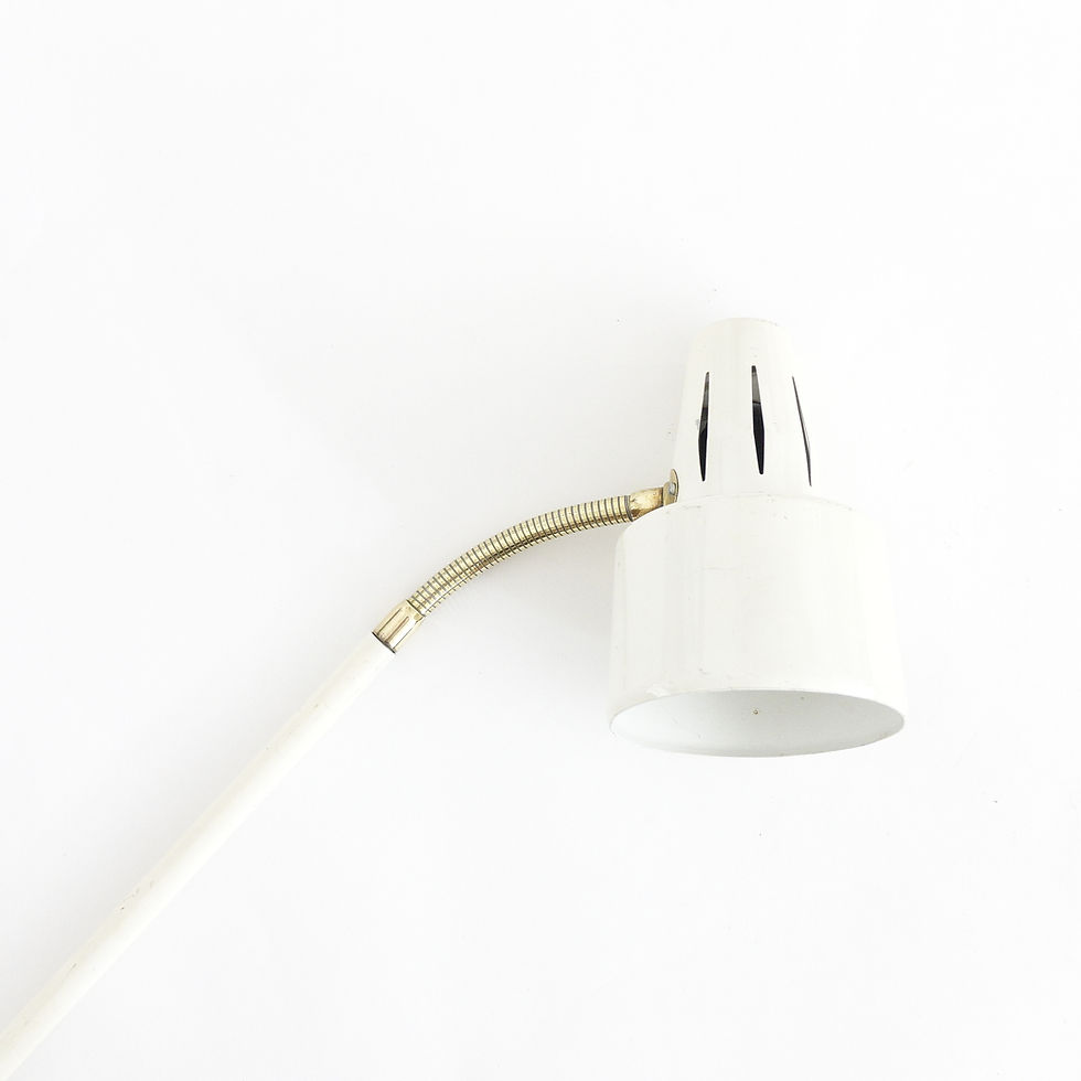 Thumbnail: Retro white Industrial lamp in metal with brass details from Sweden 1960s