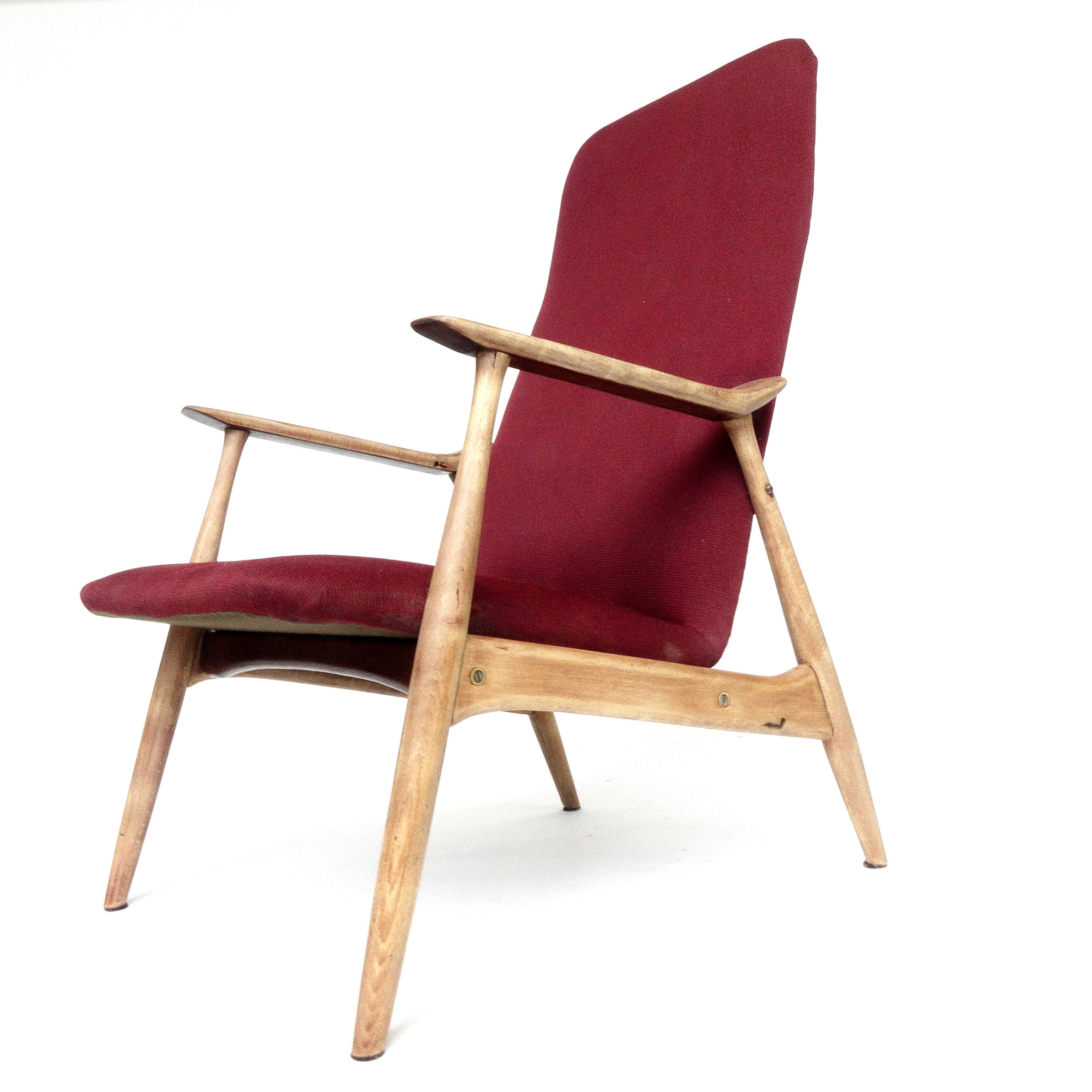 Swedish retro armchair from Enge Örkelljunga, birch frame from 1950s