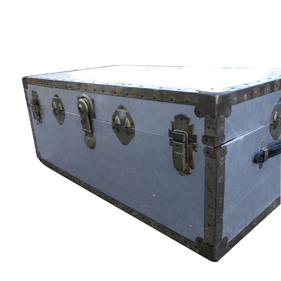 Thumbnail: Antique Early 1900s chest in aluminium and brass and leather details from Sweden