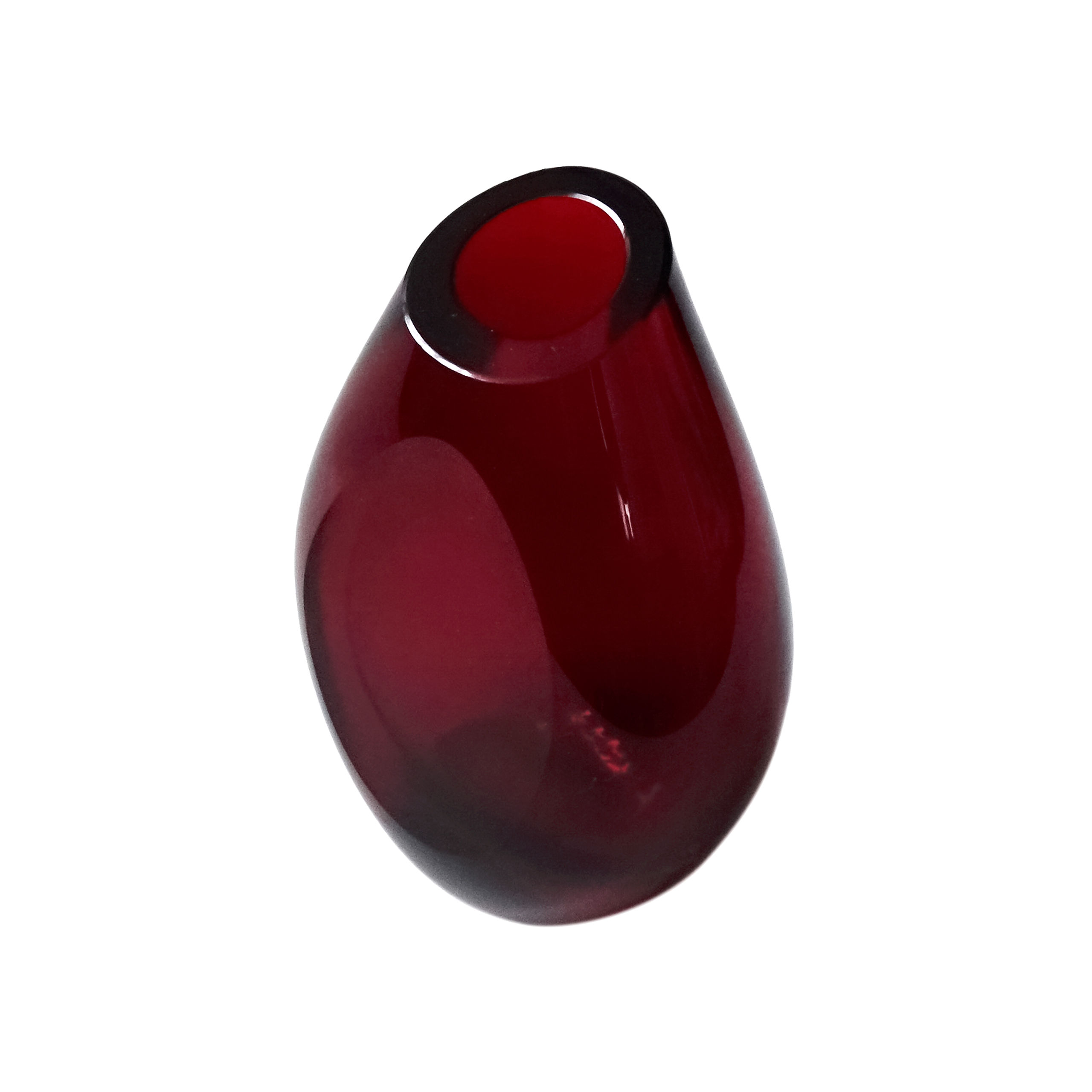 Vintage stunnng red glass unique medium size vase from Sweden mid-century
