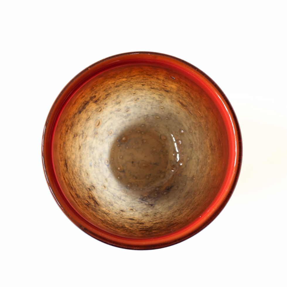 Thumbnail: Vintage handmade orange and blue bowl from Sweden