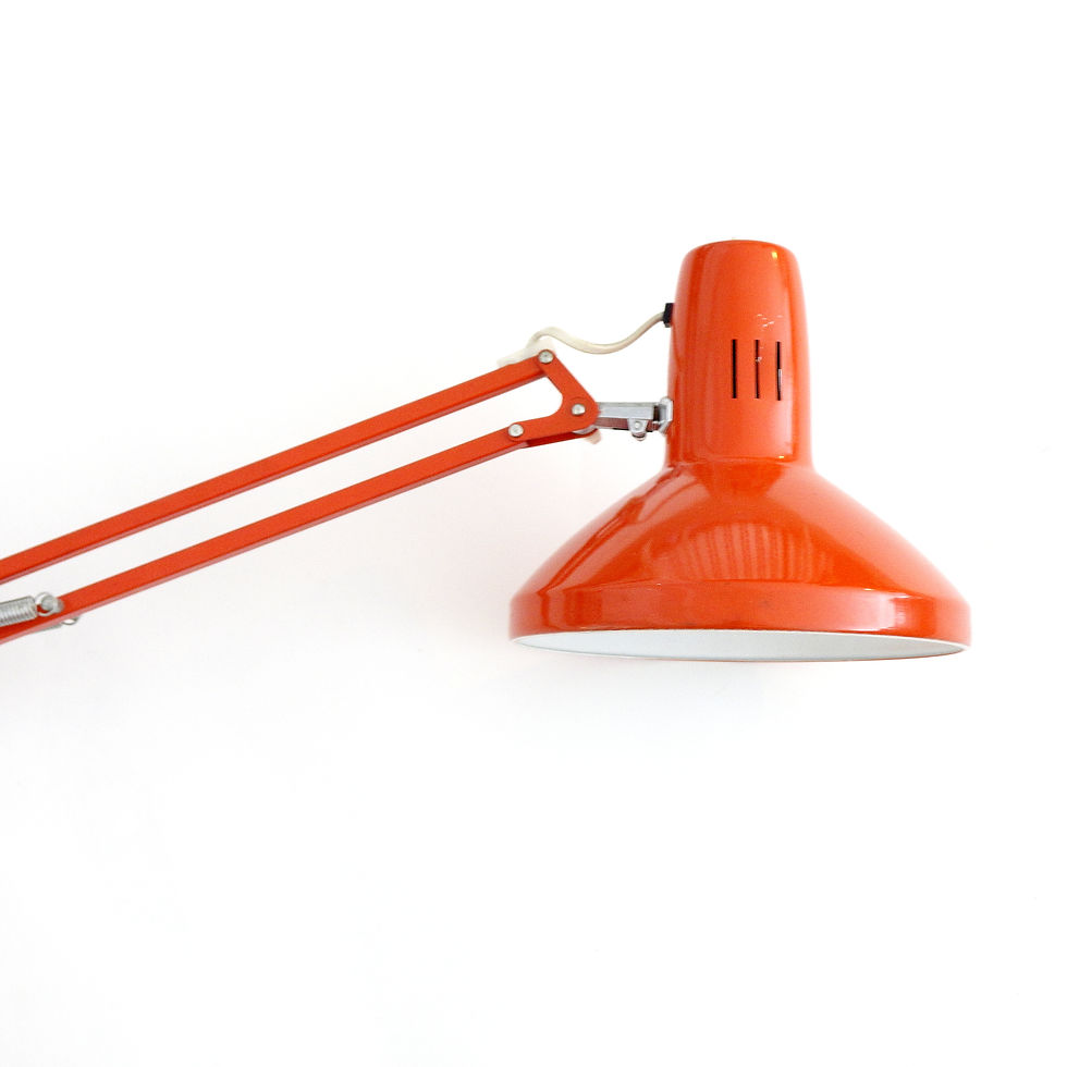 サムネイル： "Ledo" industrial retro orange office lamp from Sweden 1960s