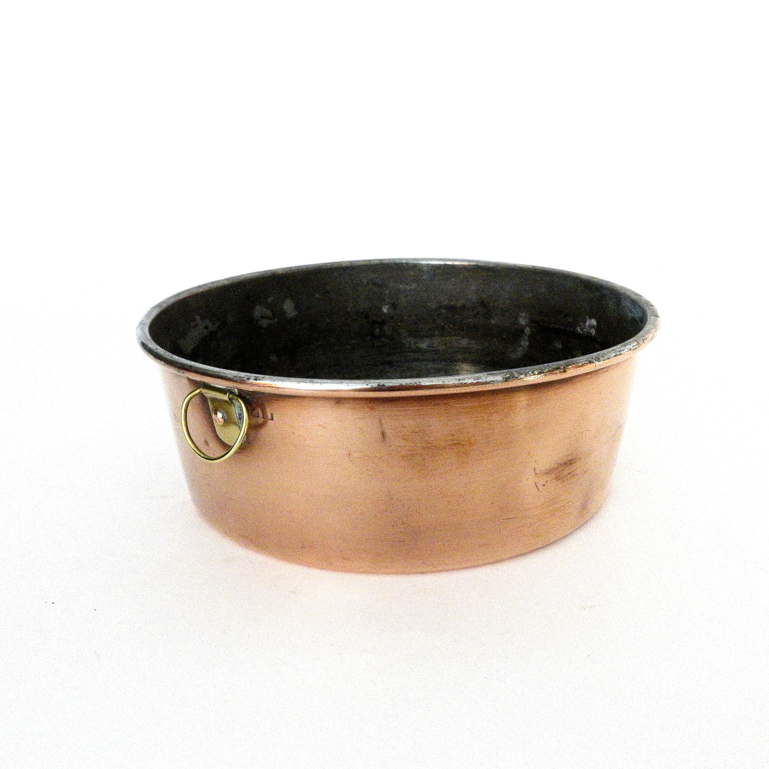 Antique Copper pot round 2 liter tinned from Sweden early 1900s