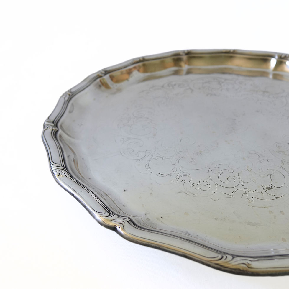 Thumbnail: Antique silver plated very large tray with flowery engravings from Sweden