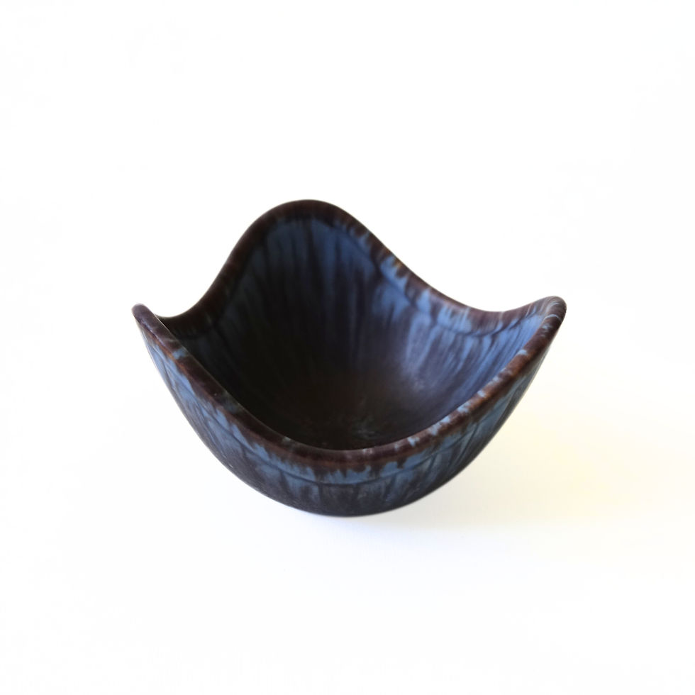 Thumbnail: Vintage handmade blue ceramic small  bowl, Rörstrand designed by Gunnar Nylund
