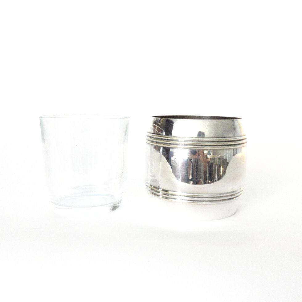 Thumbnail: Antique early 1900s "herring bowl" silver plated with inside glass bowl