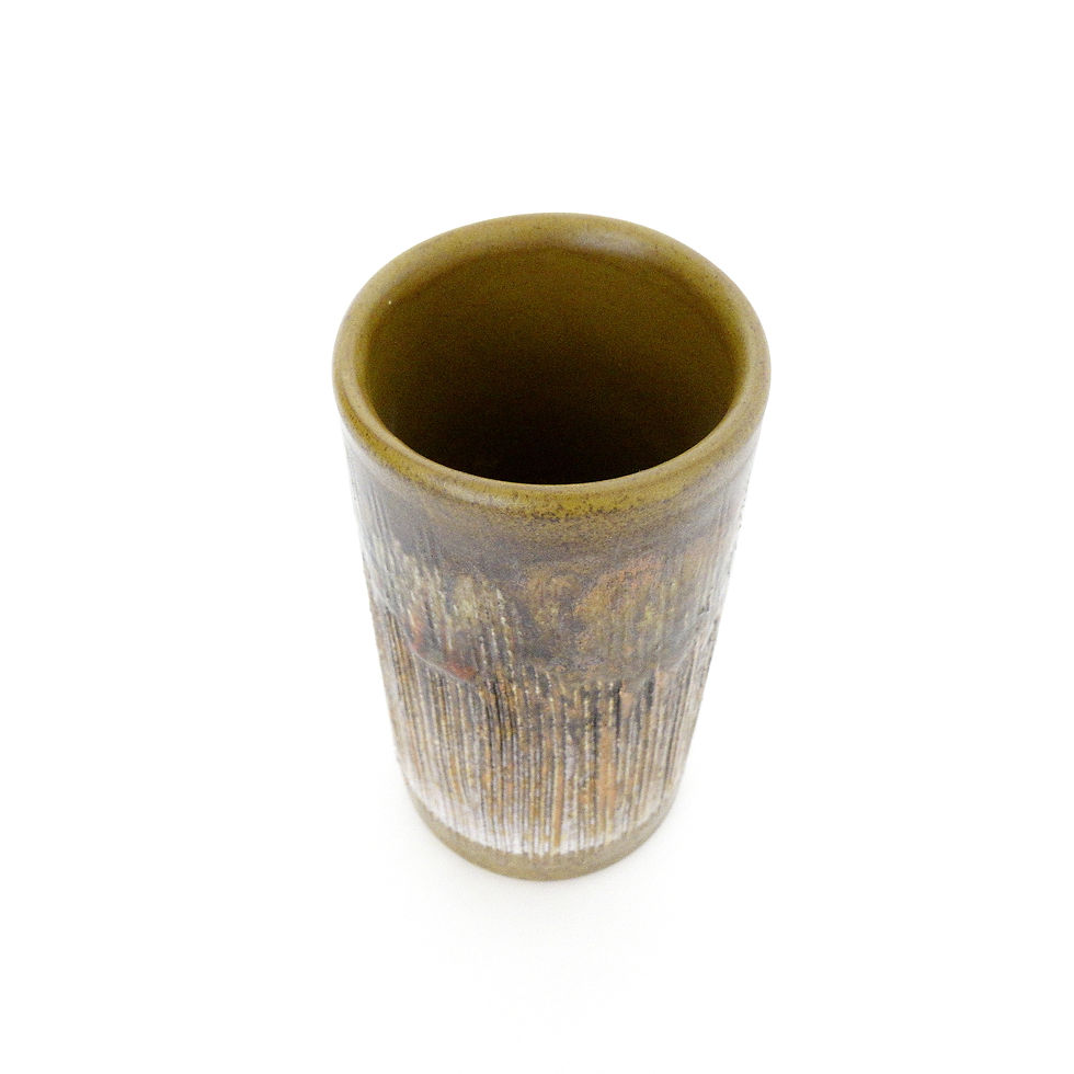 サムネイル： Semi Glazed Ceramic brown Vase from Sweden mid-century
