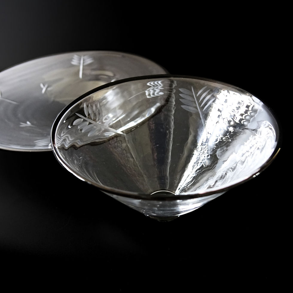 Thumbnail: Vintage stunning Handmade set of two glass bowls, signed W.R.C Tärnsjö Sweden