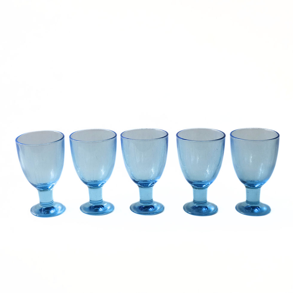 Thumbnail: Retro Blue wine Glasses from Iittala designed by Kerttu Nurminen for Iittala