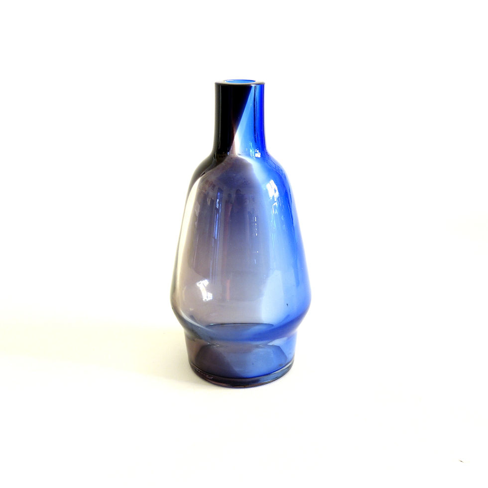 Thumbnail: Retro Kosta/handmade blue glass bowls and vases from Sweden mid-century