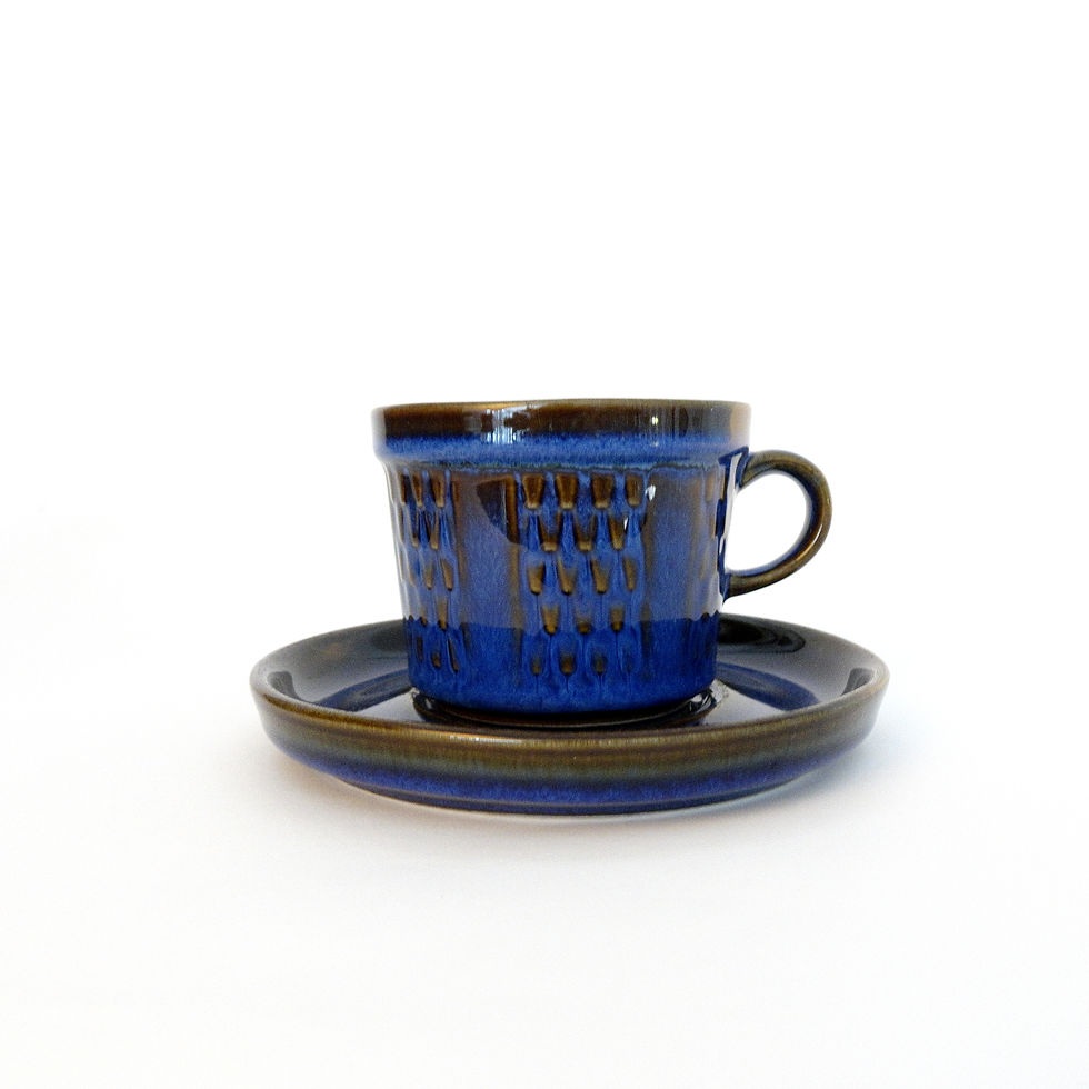 サムネイル： Danish stunning coffee blue porcelain set of four cups and a milk pitcher