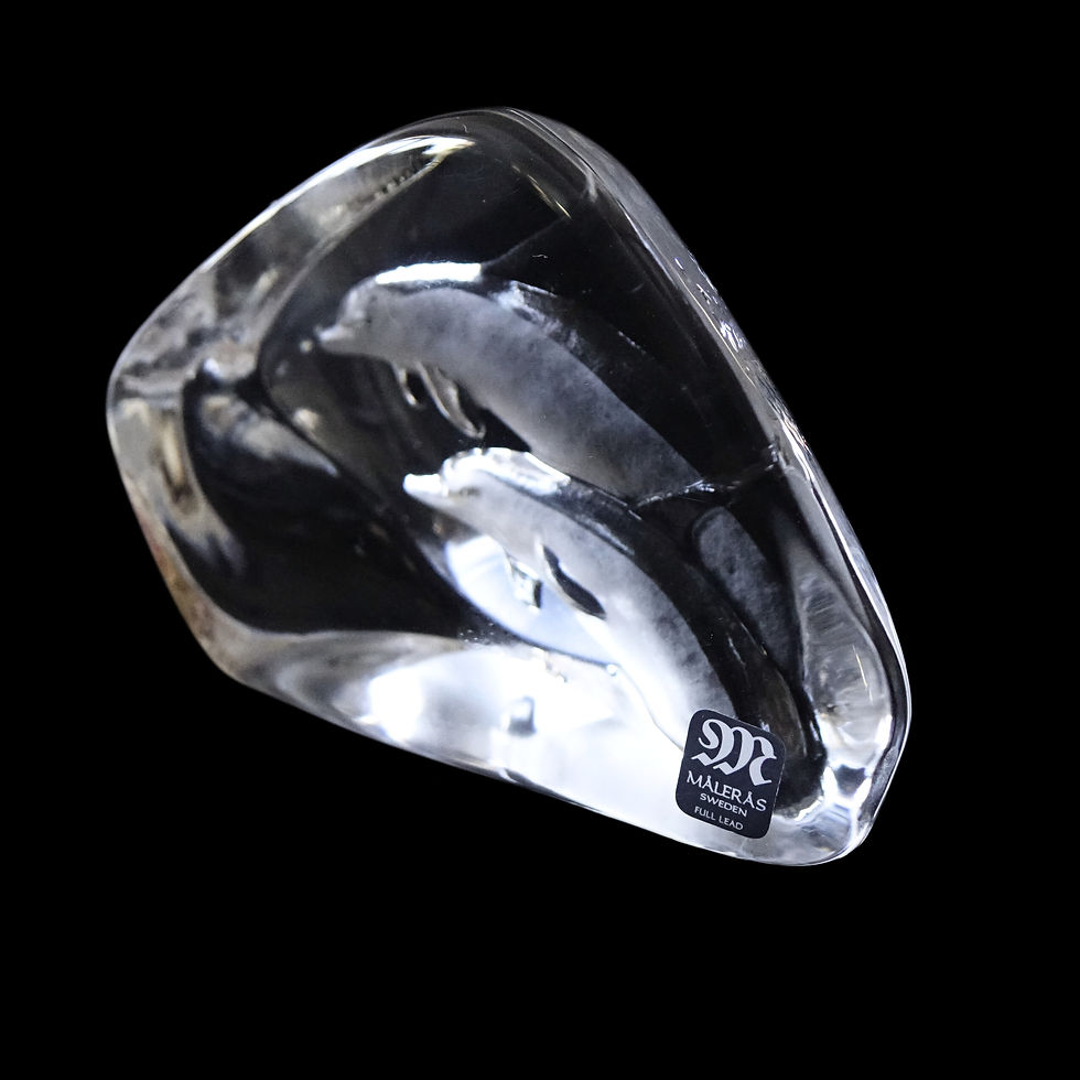 Thumbnail: Vintage full lead crystal figure of Dolphins from MÅLERÅS Sweden 1970s