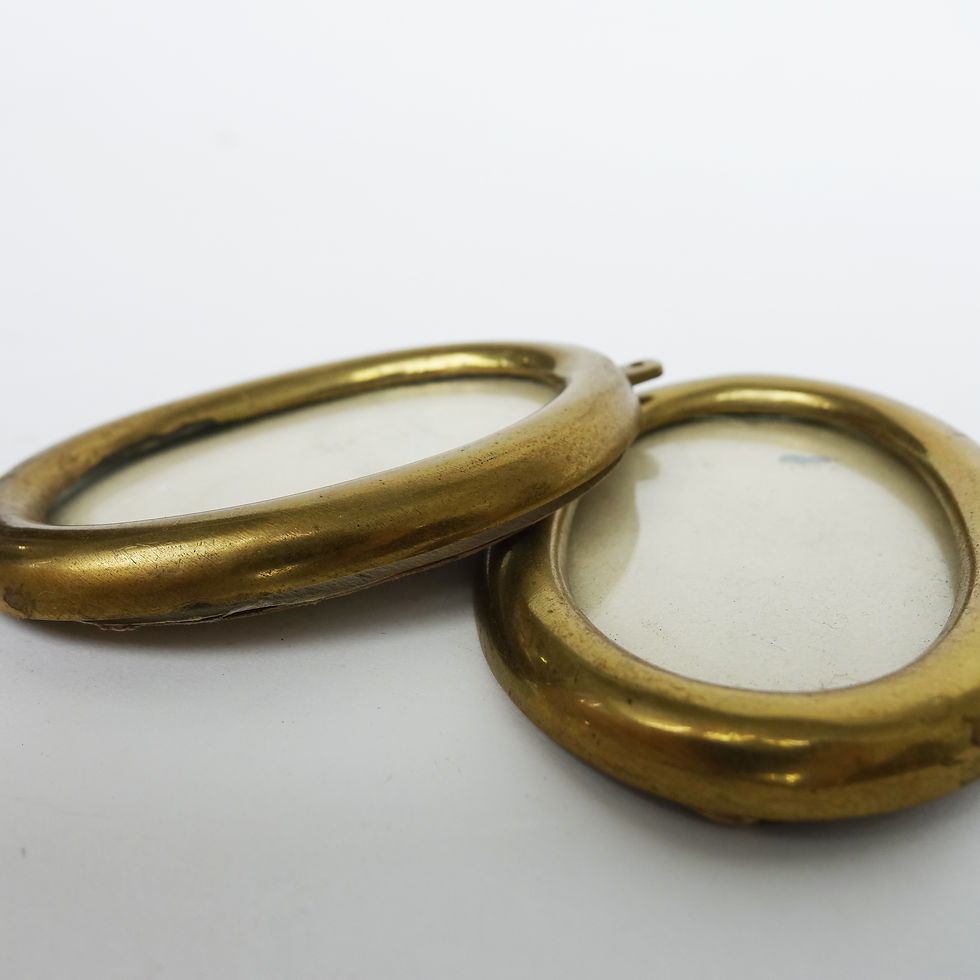 Thumbnail: Stunning small antique oval brass frames with glass from Sweden early 1900s